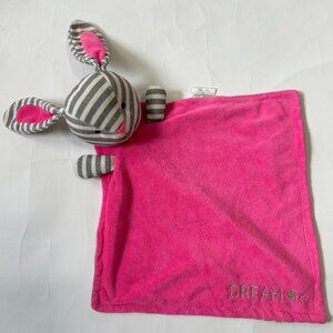 Poetic Plush Bella Tunno Pink Gray Stripe Bunny Rabbit Security Blanket Lovey